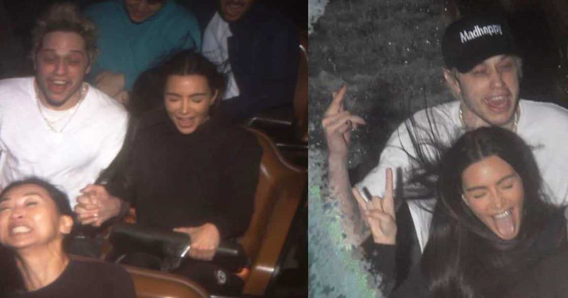 Kim Kardashian hangs out with SNL comedian Pete Davidson. Kim Kardashian hangs out with SNL comedian Pete Davidson.