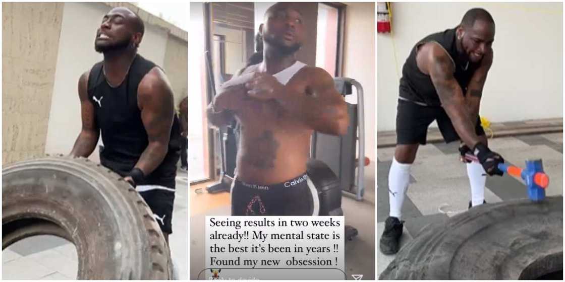 Davido shares result after two weeks of exercise Davido shares result after two weeks of exercise