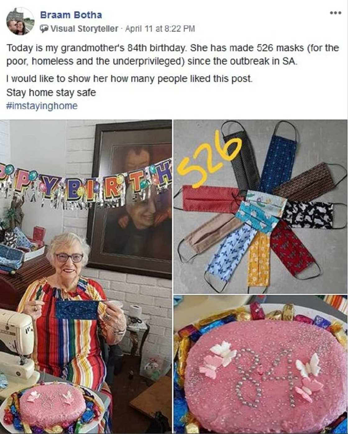 Coronavirus: Gogo spends 84th birthday making 526 masks for Saffas Coronavirus: Gogo spends 84th birthday making 526 masks for Saffas