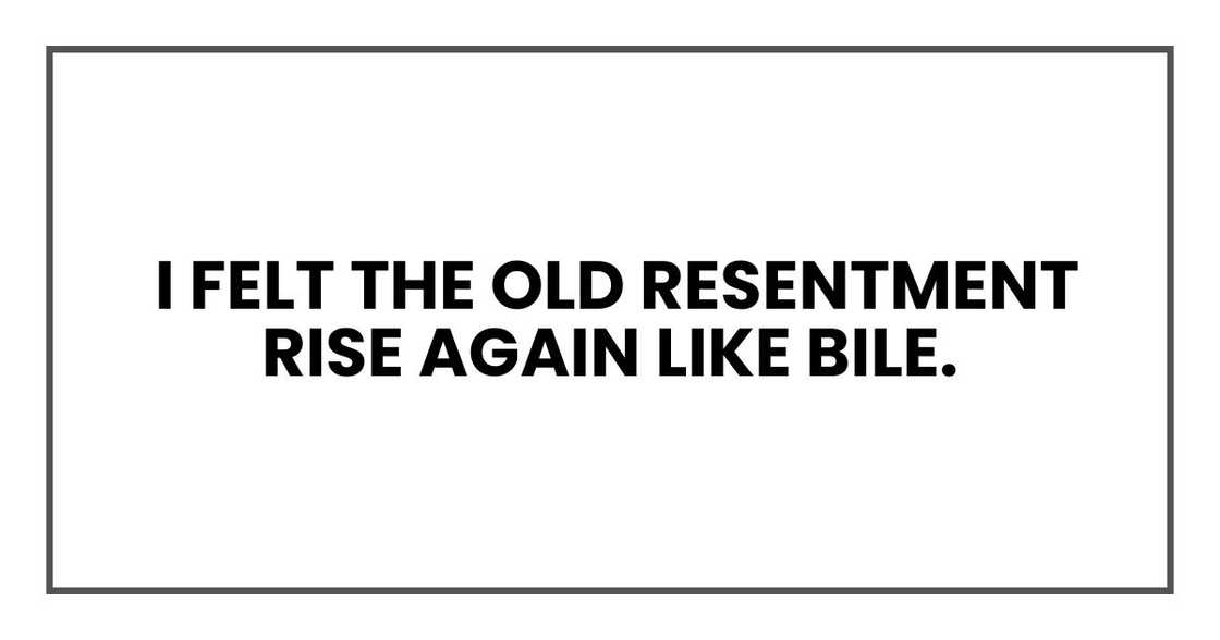 I felt the old resentment rise again like bile.