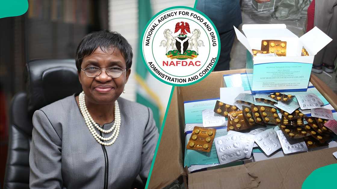 Seized counterfeit malaria drugs worth ₦1.2bn presented by NAFDAC officials in Lagos.