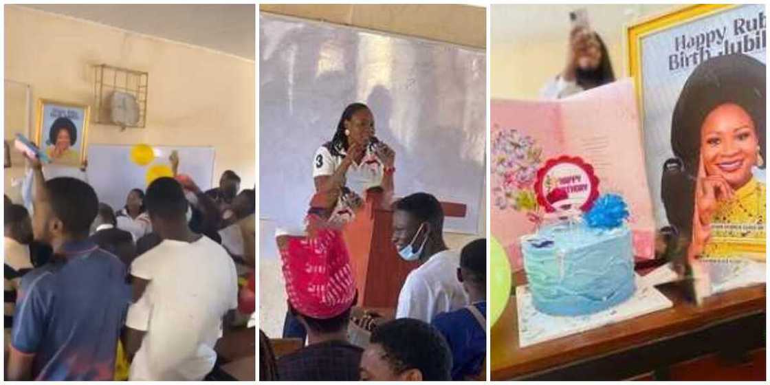 Video shows moment students left UNILORIN female lecturer helpless as they celebrated her birthday in class Video shows moment students left UNILORIN female lecturer helpless as they celebrated her birthday in class