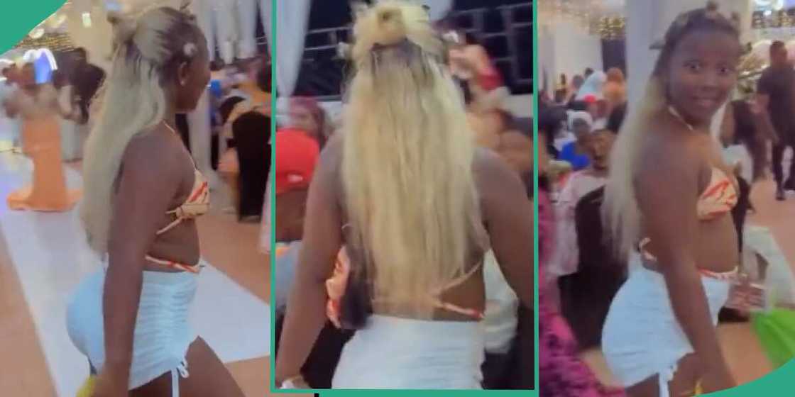 Lady who attended a wedding wearing bum shorts. Lady who attended a wedding wearing bum shorts.