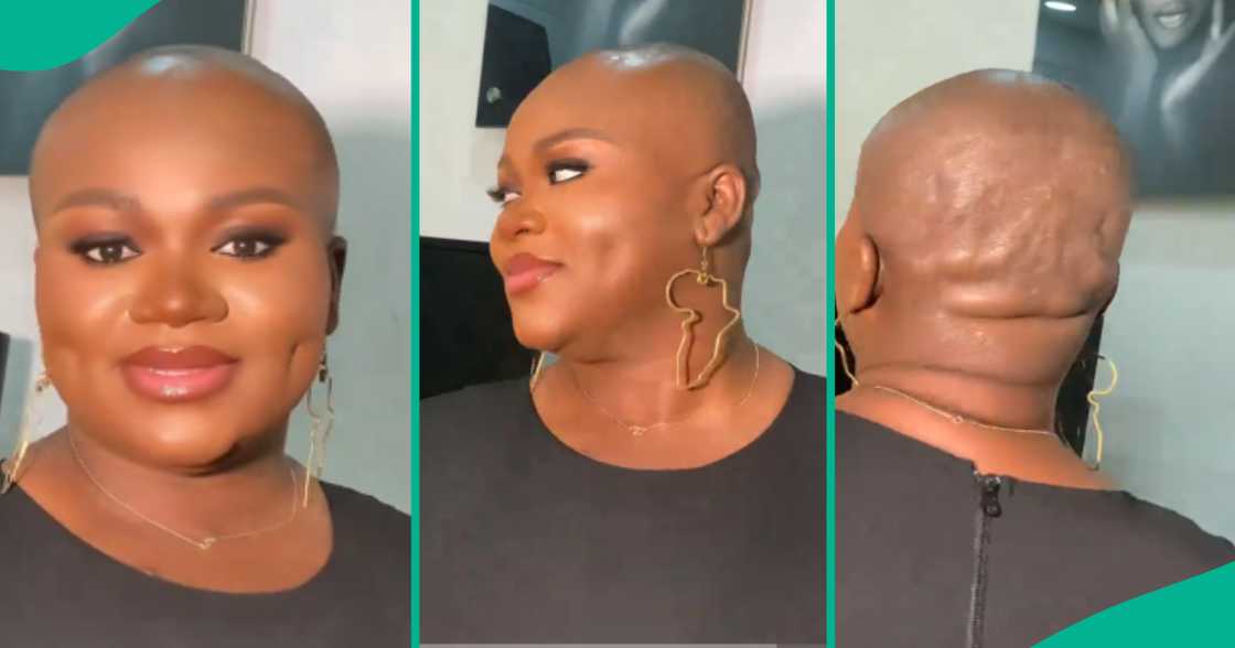 Nigerians react as lady goes bald for first time