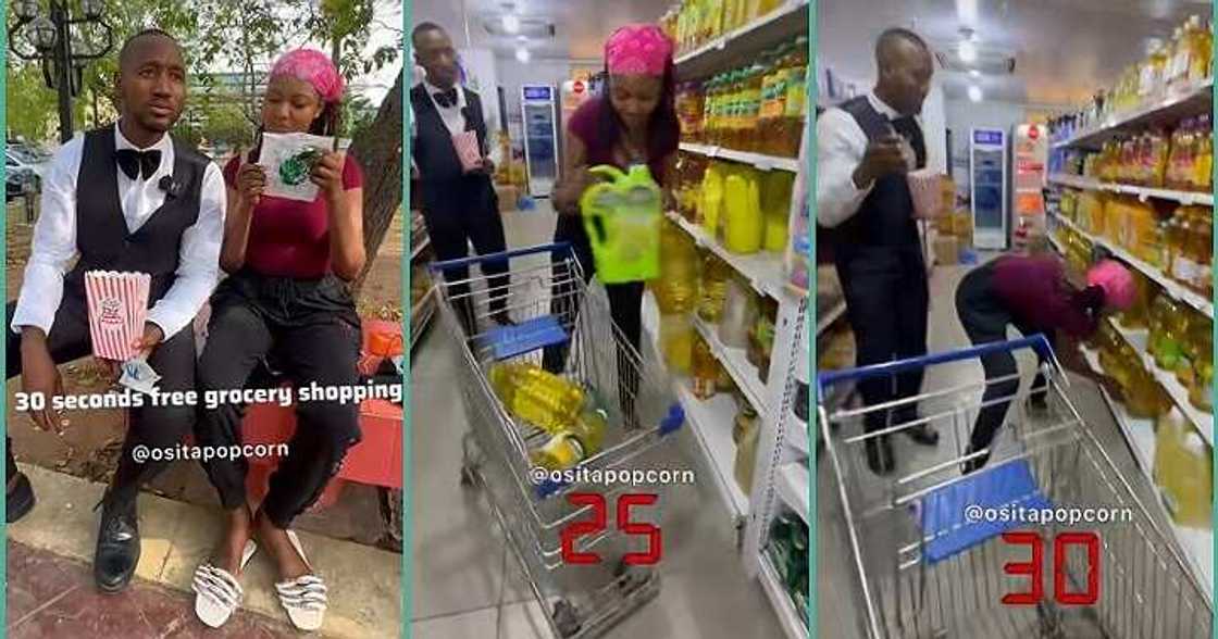 Lady gets 30 seconds to shop free groceries at mall Lady gets 30 seconds to shop free groceries at mall