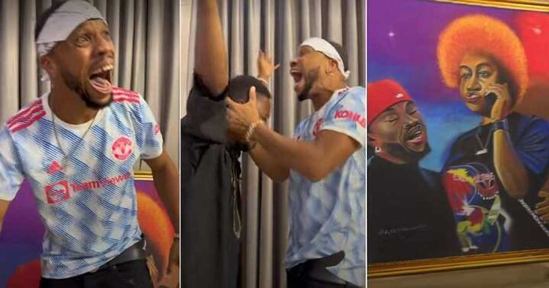 Artist makes portrait of Charles Okocha and daughter Artist makes portrait of Charles Okocha and daughter