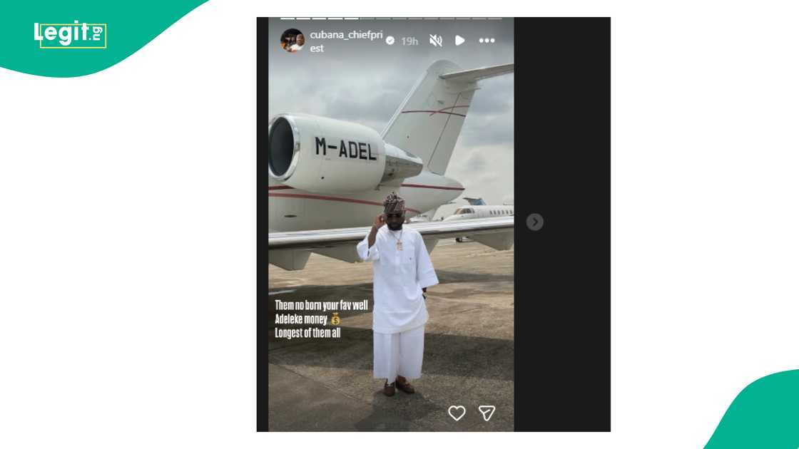 Cubana Chiefpriest backed Davido with a pointed Instagram post after his return to Nigeria. Cubana Chiefpriest backed Davido with a pointed Instagram post after his return to Nigeria.