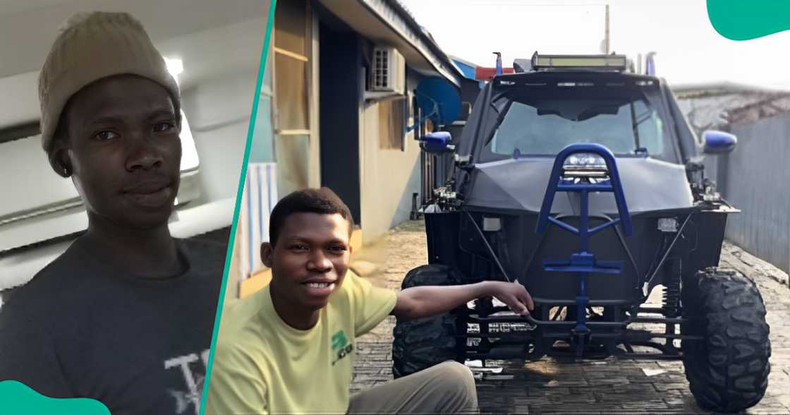 Young Nigerian Man Shows Off Car He Built From Scratch, Gives It Unique Name, Many Hail Him