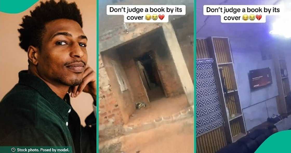 Nigerian man makes the headlines over a video showing stark contrast between interior and exterior of his house.