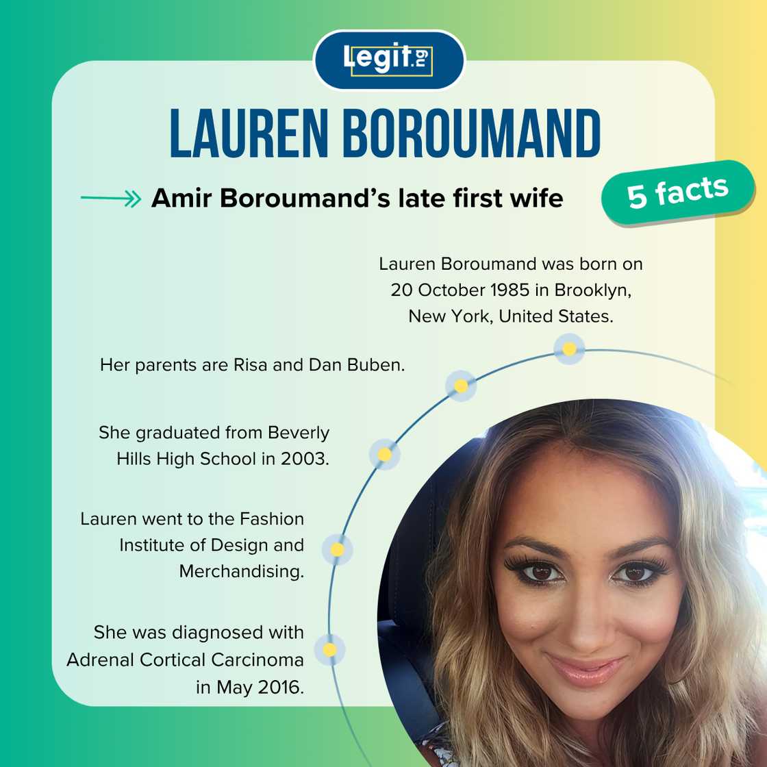 Five facts about Lauren Dorfman, Amir Boroumand’s late first wife