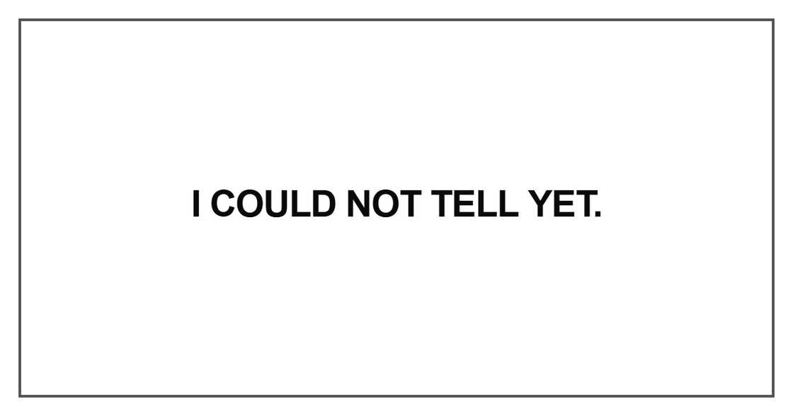 I could not tell yet I could not tell yet