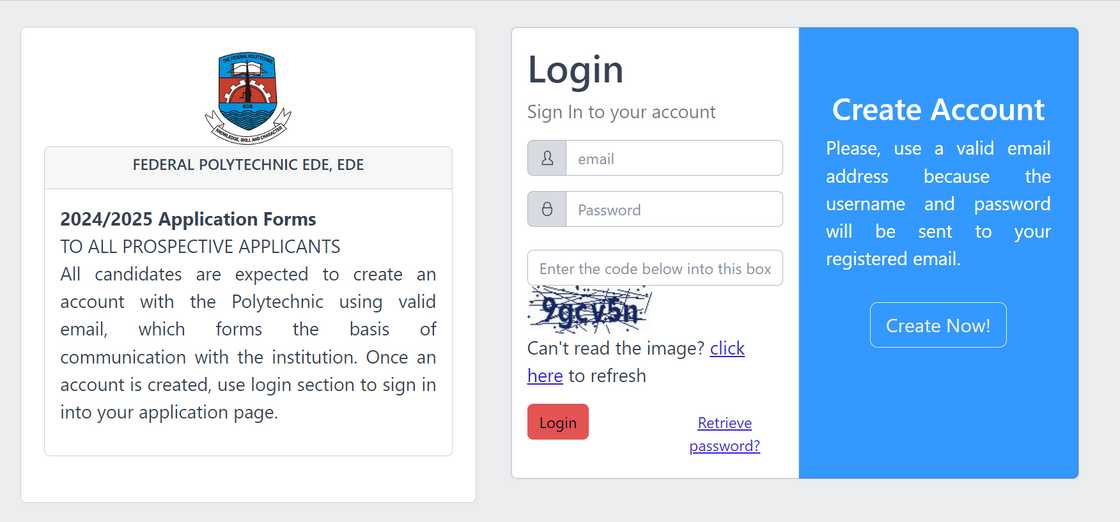 Federal Polytechnic Ede application sign in homepage Federal Polytechnic Ede application sign in homepage