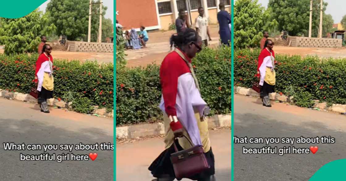 Female student trends online after rocking unusual outfit to school. Female student trends online after rocking unusual outfit to school.