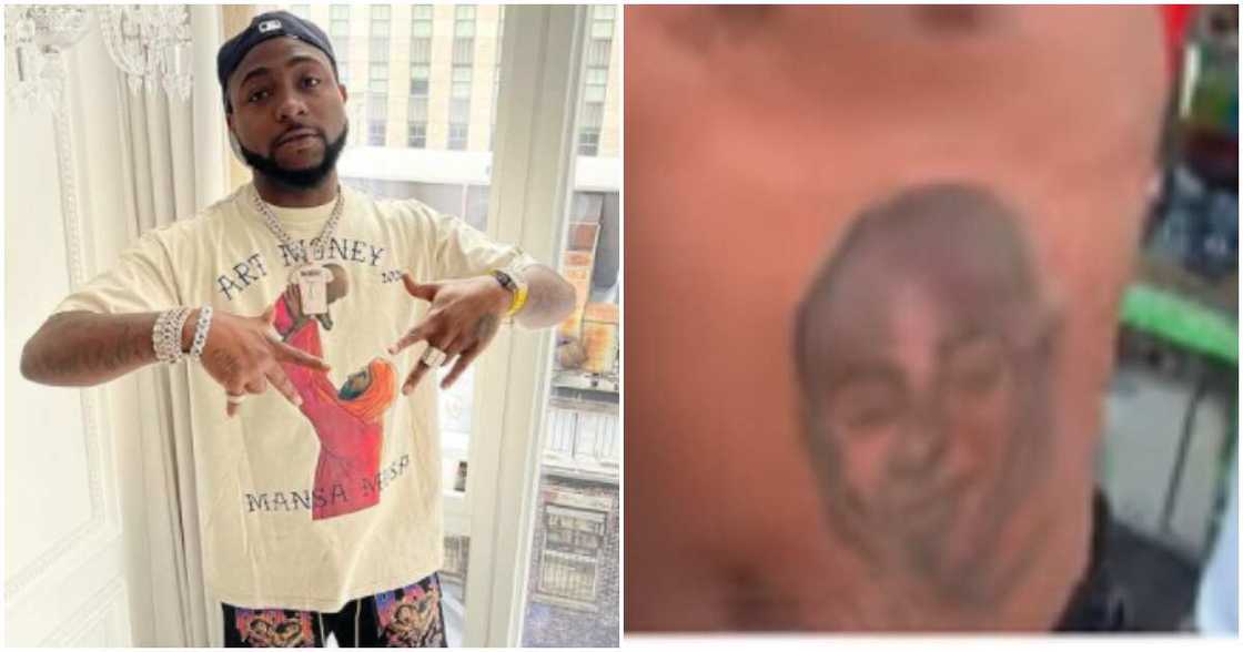 Nigerian singer Davido and lookalike tattoo