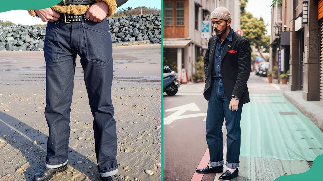 Cuffed blue jeans Cuffed blue jeans