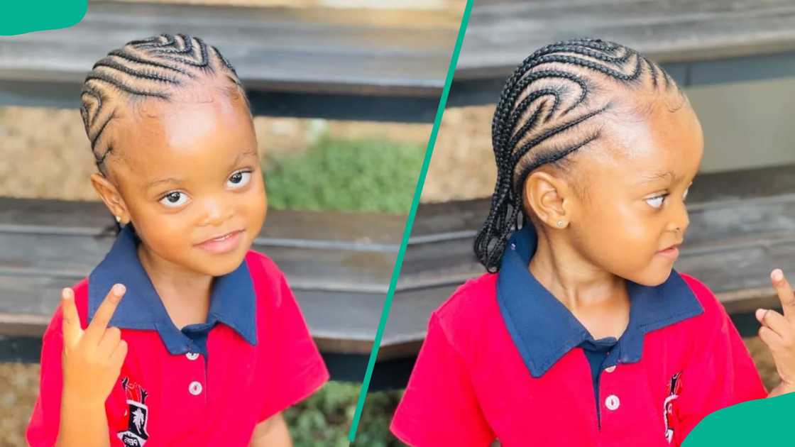 A girl wearing All-back cornrows A girl wearing All-back cornrows