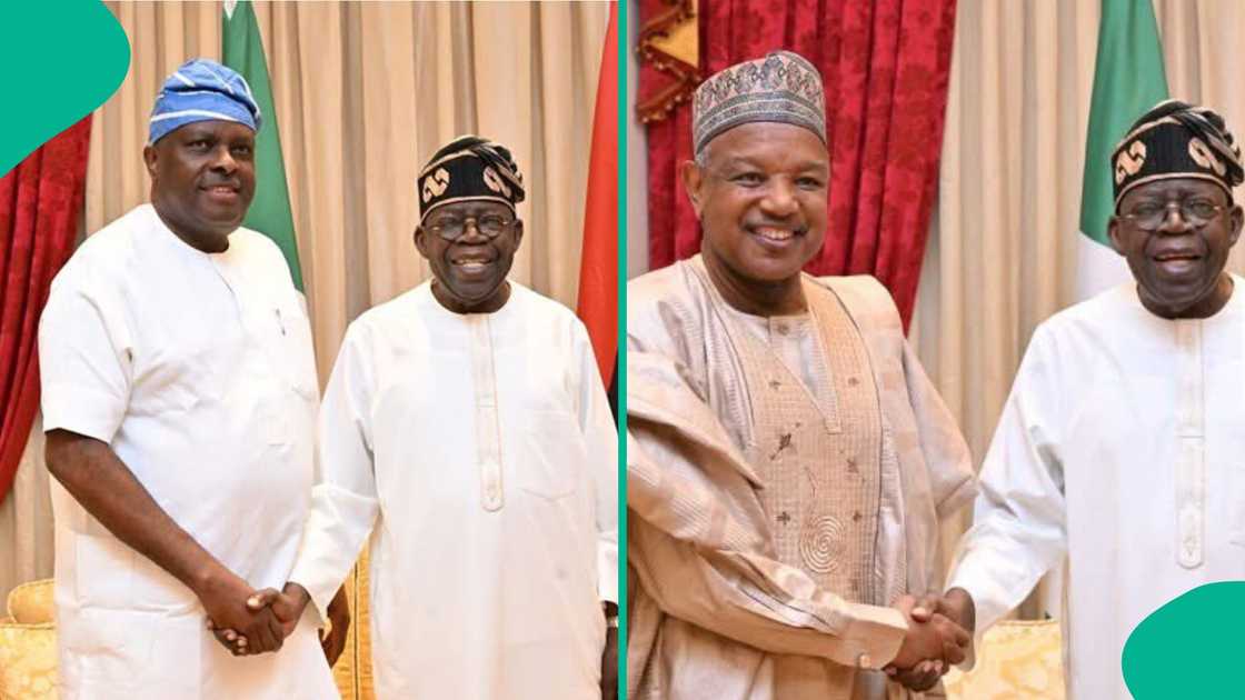President Bola Tinubu hosted the former Delta state governor James Ibori and the minister of budget and national planning Atiku Bagudu at his residence in Bourdillon in Lagos. President Bola Tinubu hosted the former Delta state governor James Ibori and the minister of budget and national planning Atiku Bagudu at his residence in Bourdillon in Lagos.