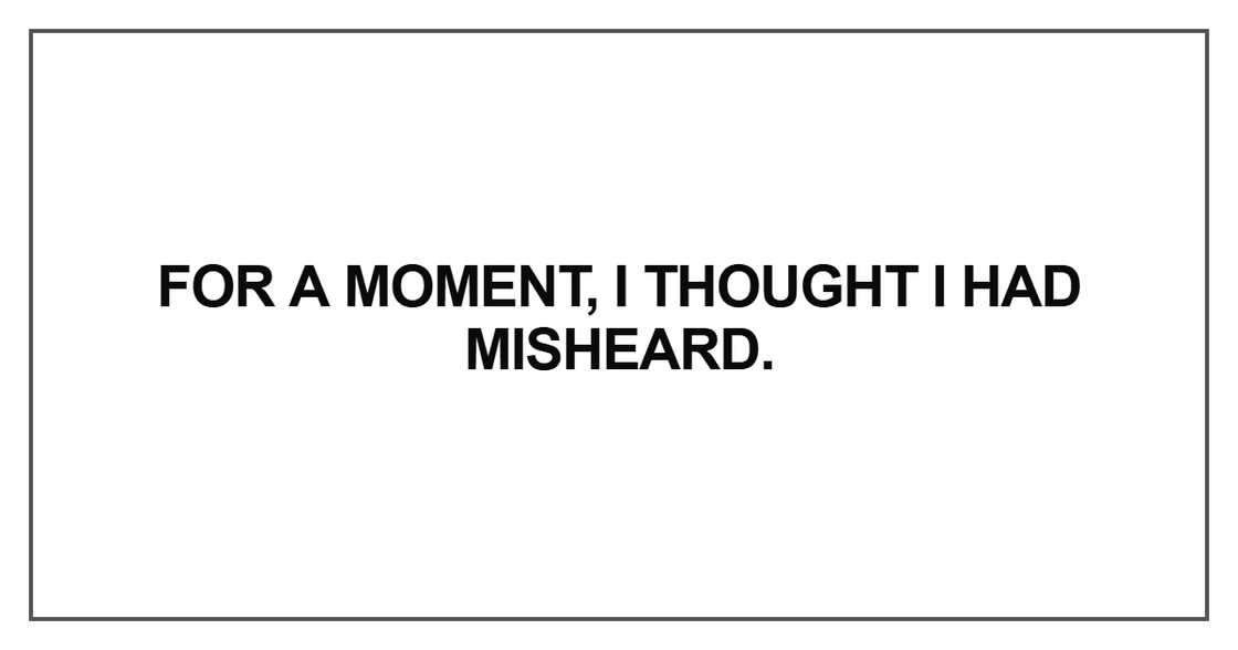 For a moment, I thought I had misheard For a moment, I thought I had misheard