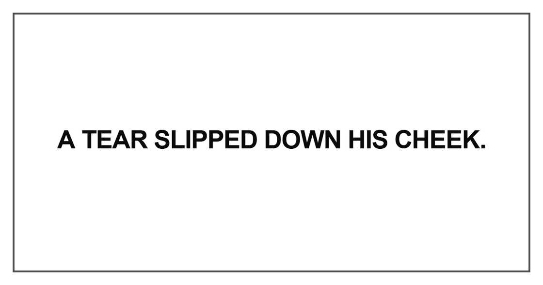 A tear slipped down his cheek