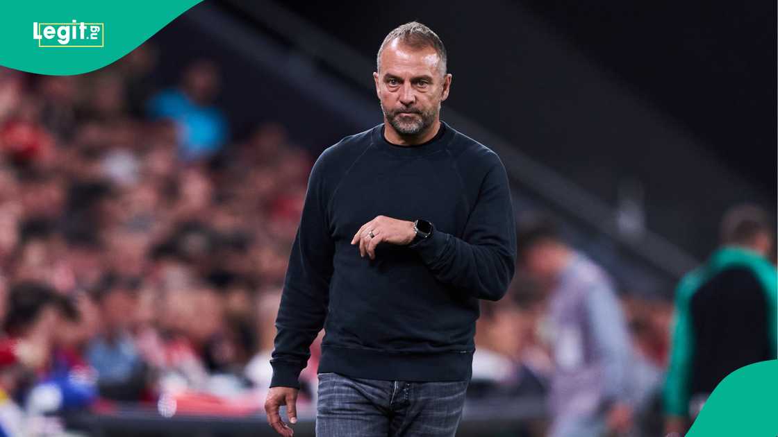 Hansi Flick, Barcelona, Athletic Bilbao, Estadio de San Mames, Bilbao, Spain, La Liga. Hansi Flick, Barcelona, Athletic Bilbao, Estadio de San Mames, Bilbao, Spain, La Liga.