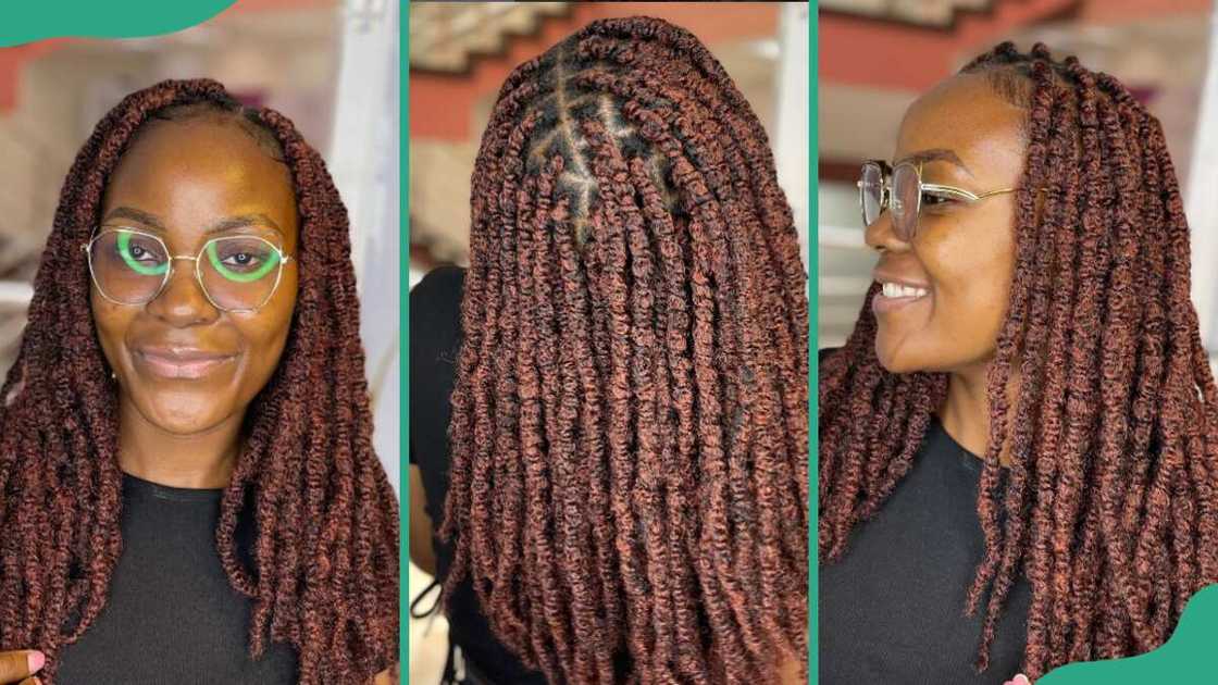 A lady with afro locs A lady with afro locs