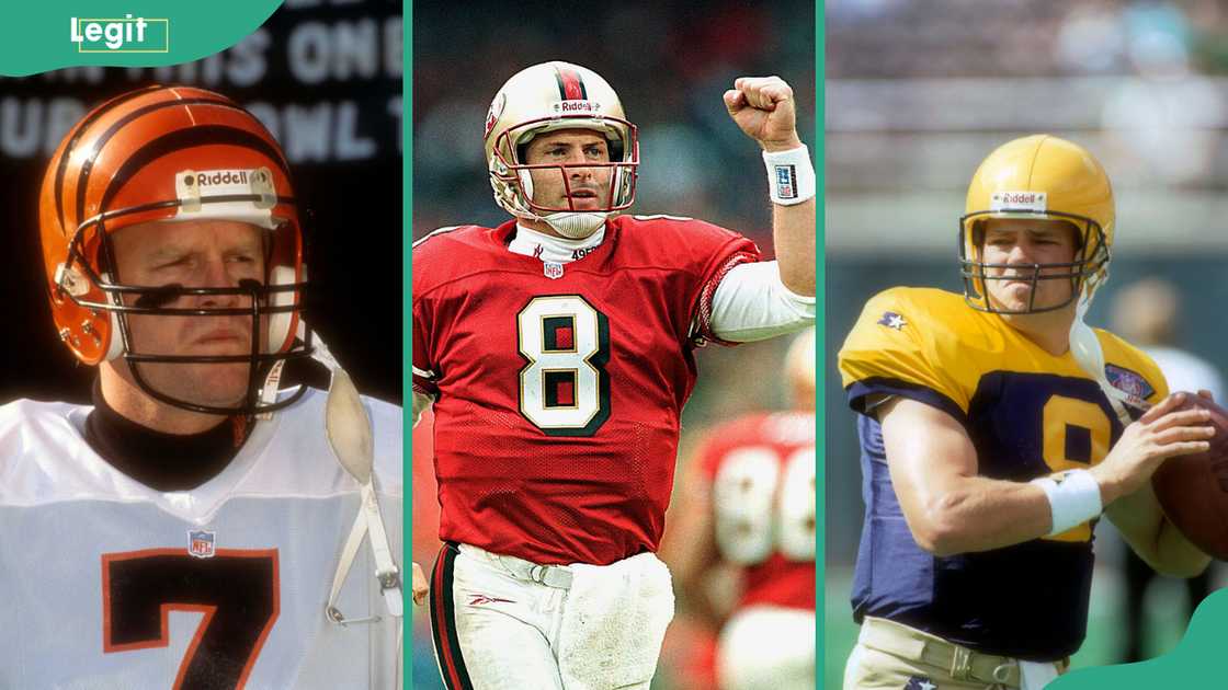 Famous left-handed quarterbacks: Boomer Esiason (L), Steve Young (C), Mark Brunell (R) Famous left-handed quarterbacks: Boomer Esiason (L), Steve Young (C), Mark Brunell (R)
