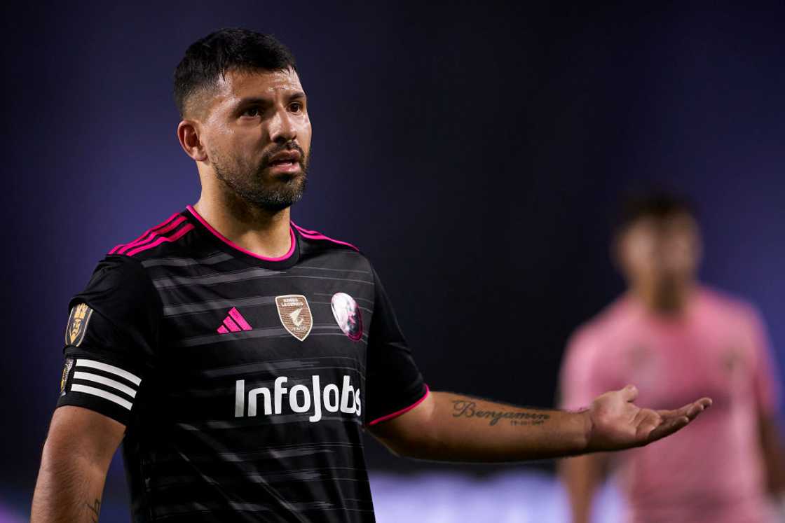 Sergio Aguero reacts during a match in Barcelona, Spain Sergio Aguero reacts during a match in Barcelona, Spain