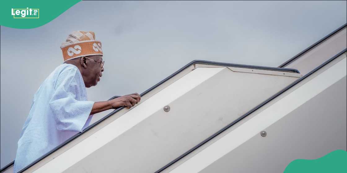 President Tinubu departing Abuja for an official foreign trip.