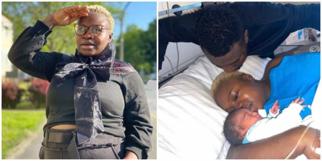 Photos of actress Olaide Oyedeji with husband and their newborn son. Photos of actress Olaide Oyedeji with husband and their newborn son.