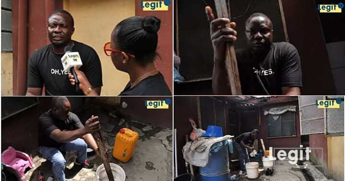 Blind man makes liquid soap, abandoned by wife, inspiring video Blind man makes liquid soap, abandoned by wife, inspiring video