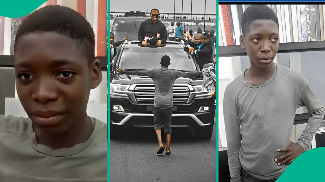 Boy who stood in front of Peter Obi's convoy in 2023. Boy who stood in front of Peter Obi's convoy in 2023.