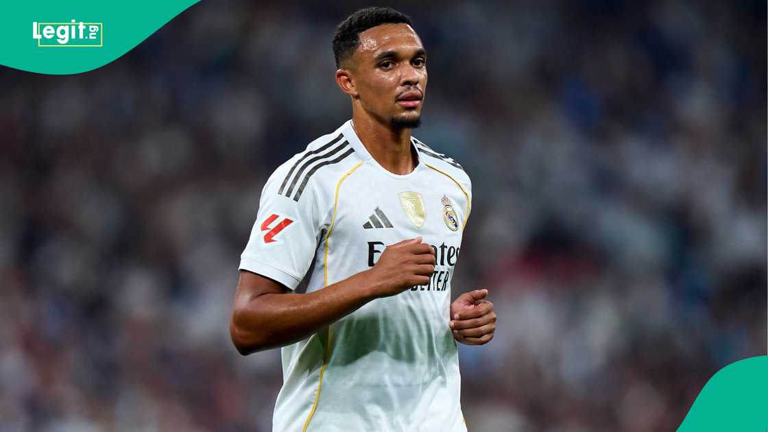 Trent Alexander-Arnold, Real Madrid, Osasuna, Santiago Bernabeu, Madrid, Spain. Trent Alexander-Arnold, Real Madrid, Osasuna, Santiago Bernabeu, Madrid, Spain.