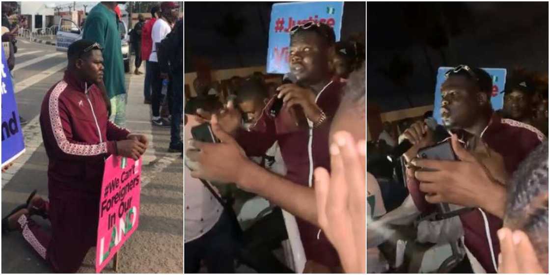 EndSARS: Comedian Mr Macaroni joins protest, addresses Lagos state speaker (videos)