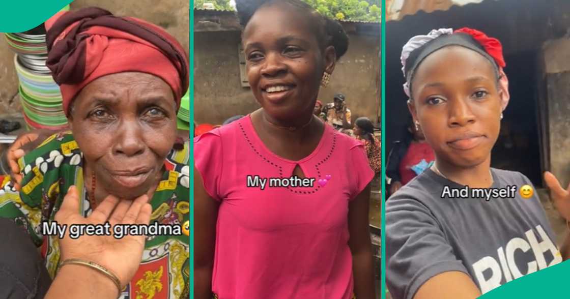 four generations of great grandma, grandma, mum, and daughter.