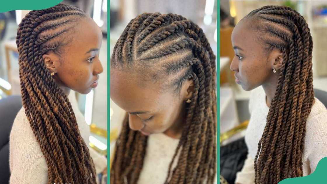 Flat-twisted cornrows Flat-twisted cornrows