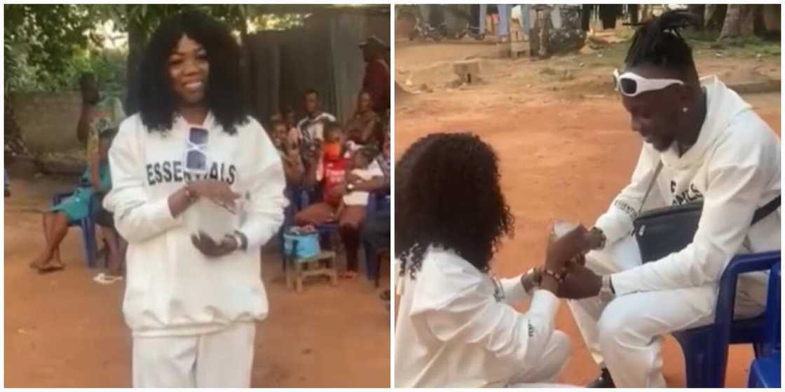 Nigerian couple in joggers for their traditional ceremony