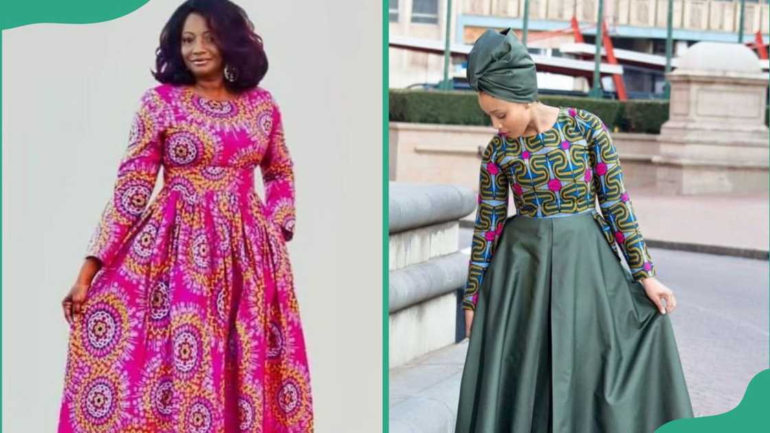 Long-sleeved lace Ankara designs Long-sleeved lace Ankara designs