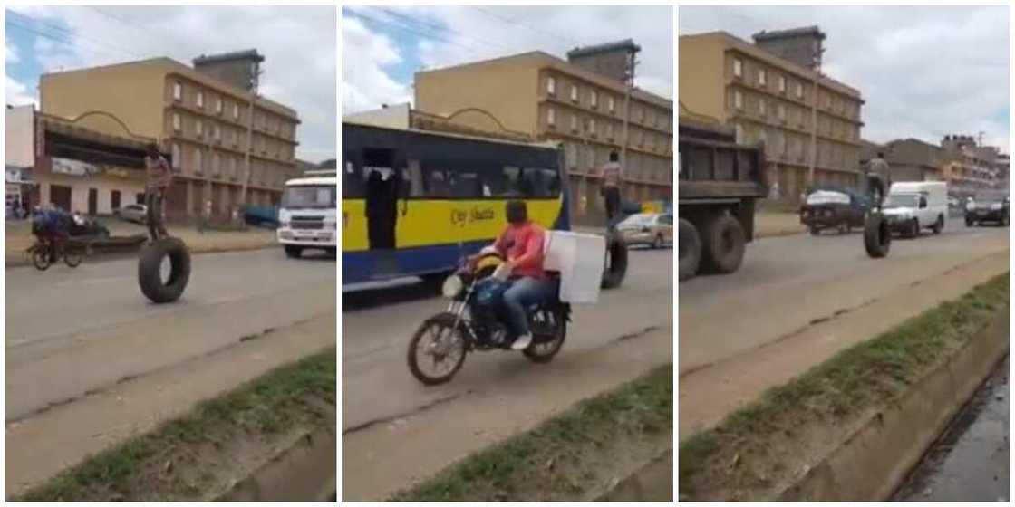 Young Boy Walks on a Big Tyre on Main Road, Many People Fear He May Get Hit as Video Goes Viral Young Boy Walks on a Big Tyre on Main Road, Many People Fear He May Get Hit as Video Goes Viral