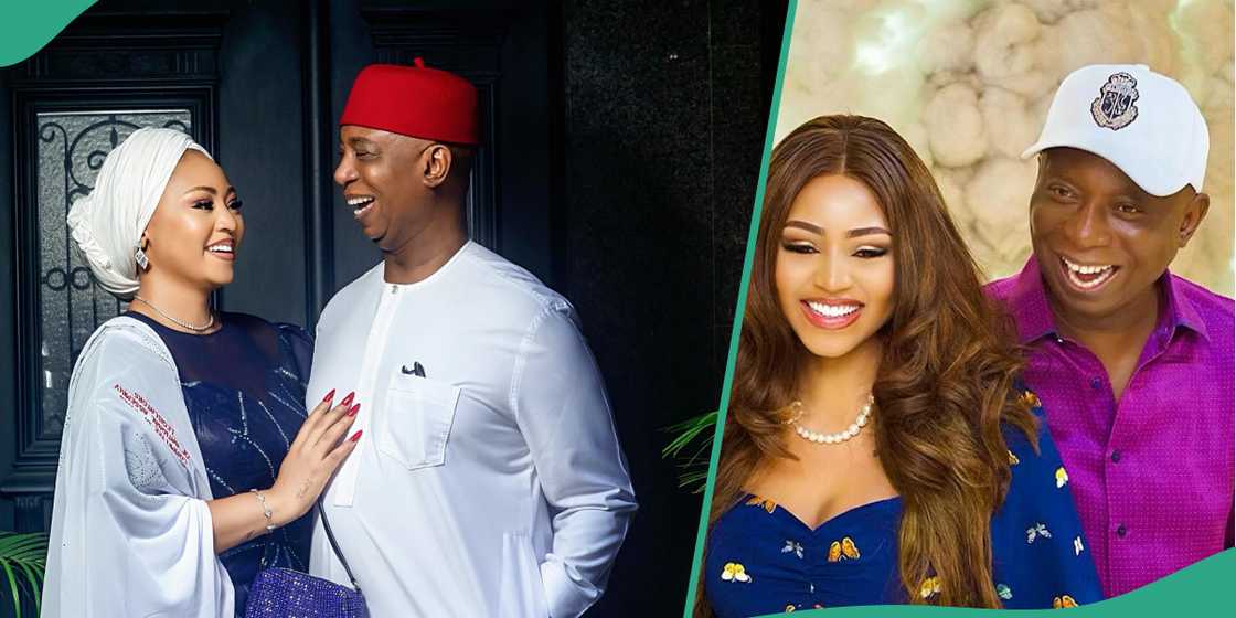 Regina Daniels, husband, attend event.