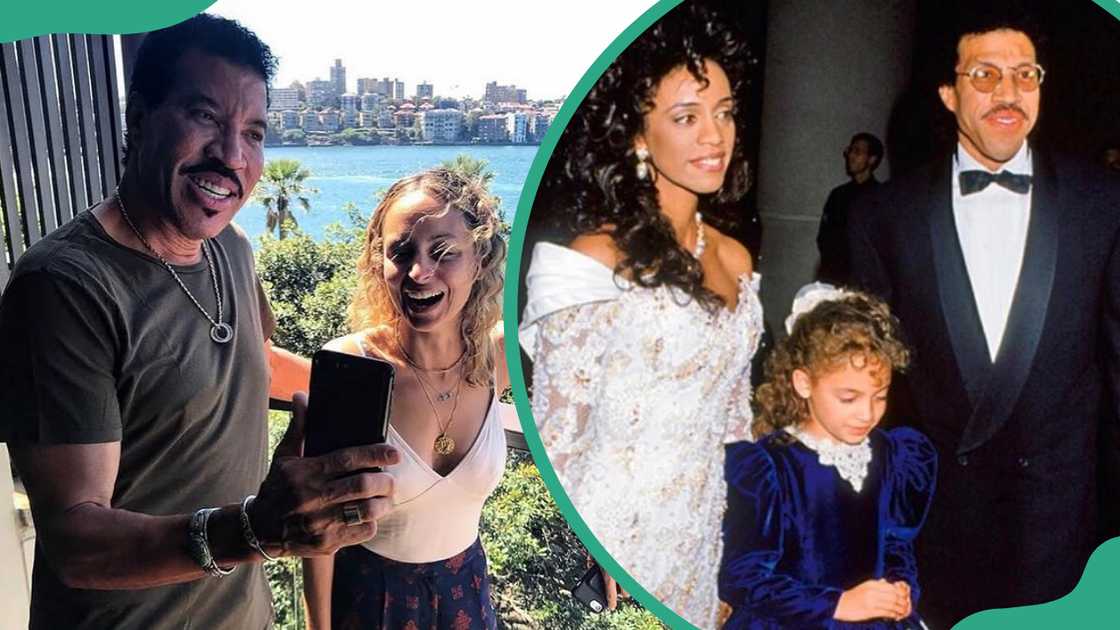 Lionel Richie and Nicole in Australia (L). An old photo of Brenda, Lionel Richie, and young Nicole (R) Lionel Richie and Nicole in Australia (L). An old photo of Brenda, Lionel Richie, and young Nicole (R)