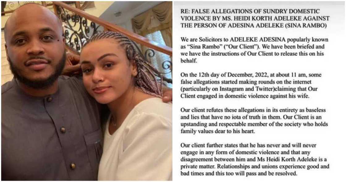 Sina Rambo reacts as wife Heidi Korth accuses him of domestic violence. Sina Rambo reacts as wife Heidi Korth accuses him of domestic violence.