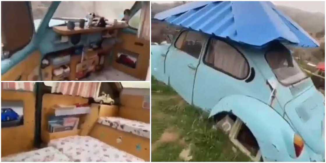 Man transforms old Beetle car into fine room apartment Man transforms old Beetle car into fine room apartment