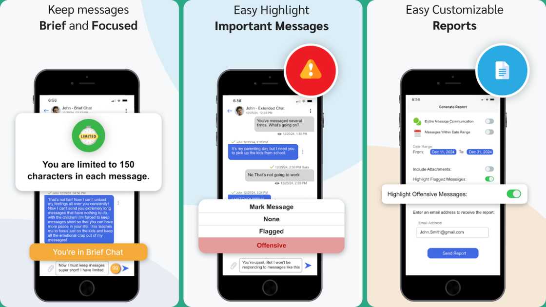 Main features of Peaceful CoParenting Messenger. Main features of Peaceful CoParenting Messenger.