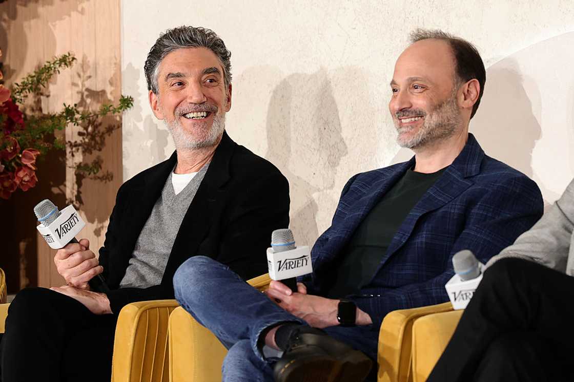 Chuck Lorre and Steven Molaro speaking onstage Chuck Lorre and Steven Molaro speaking onstage