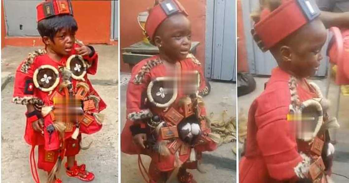 Little girl dresses like native doctor, career day in school