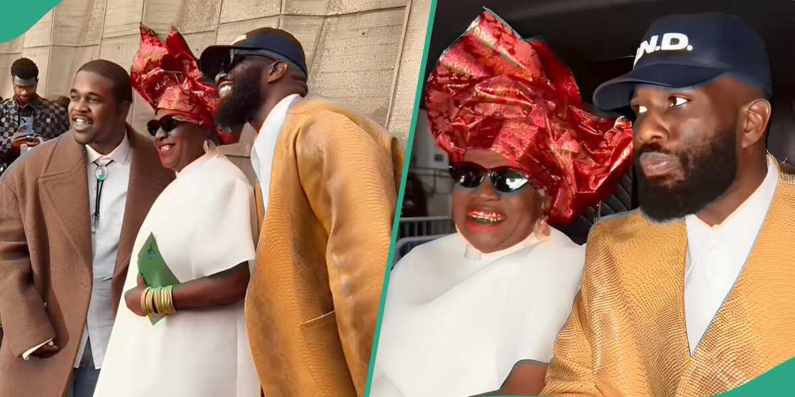 Tobe Nwigwe and his mum at Paris Fashion Show