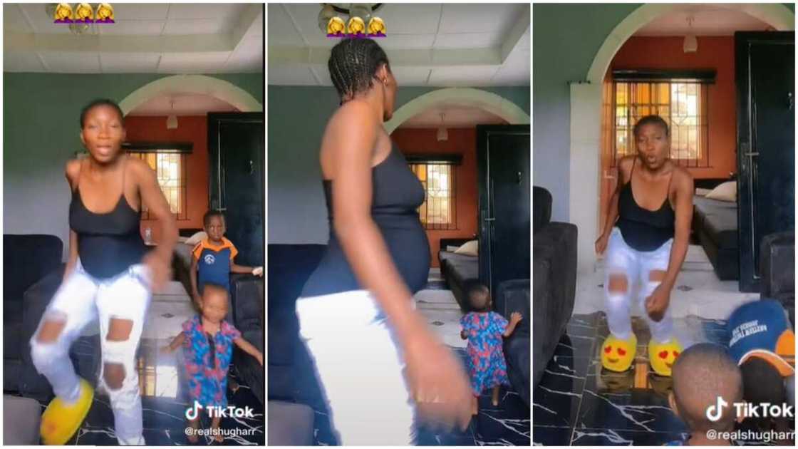 Motherhood goals, young pregnant woman dancing. Motherhood goals, young pregnant woman dancing.