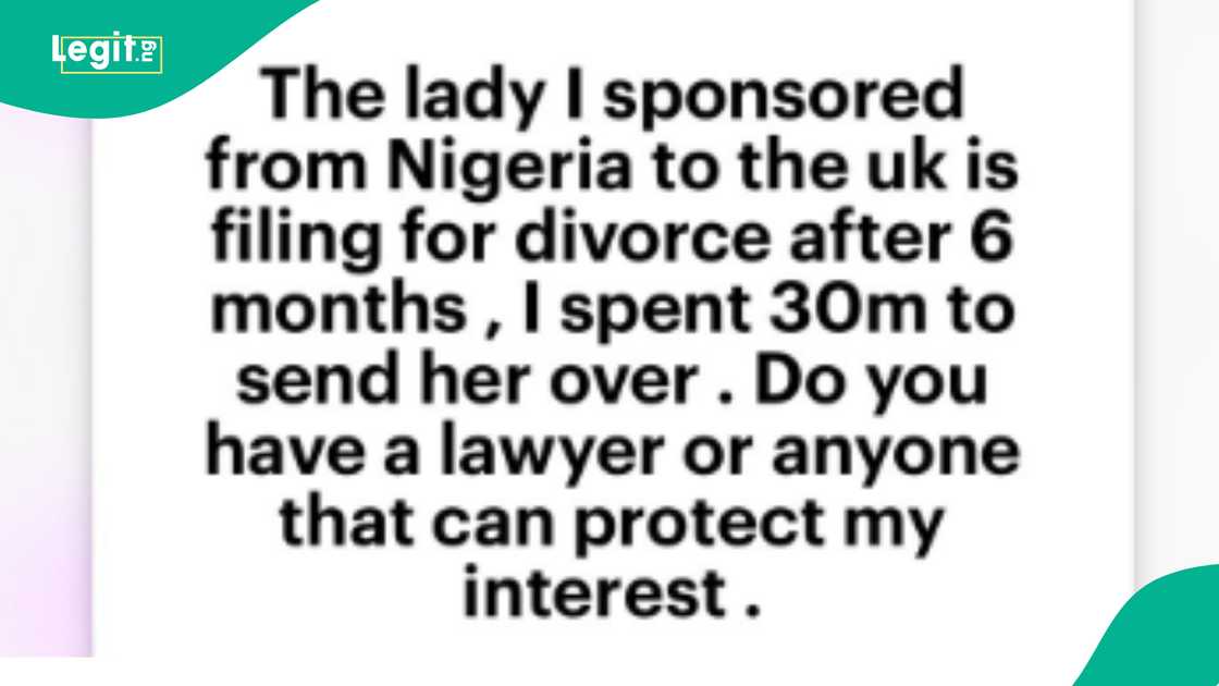 Man says his wife is asking for a divorce in the UK. Man says his wife is asking for a divorce in the UK.