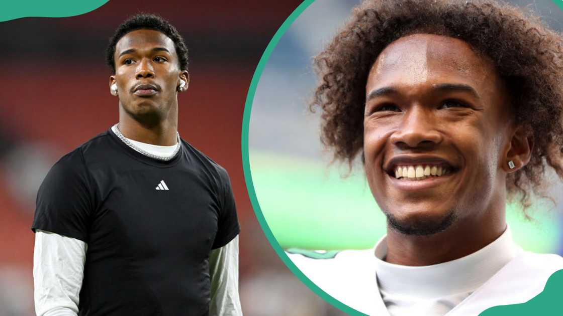 Garrett Wilson at Cleveland Browns Stadium in Cleveland, Ohio (L). Garrett Wilson at Lumen Field in Seattle, Washington (R). Garrett Wilson at Cleveland Browns Stadium in Cleveland, Ohio (L). Garrett Wilson at Lumen Field in Seattle, Washington (R).