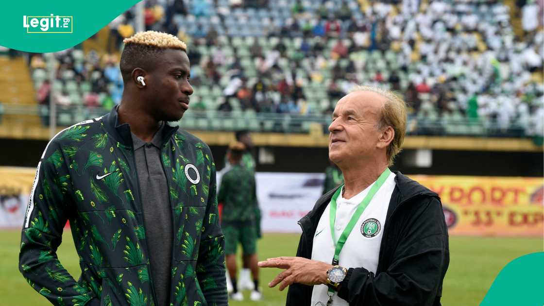Victor Osimhen, Gernot Rohr, Super Eagles, Liberia, Teslim Balogun Stadium, Lagos, Nigeria, 2022 FIFA World Cup qualifier. Victor Osimhen, Gernot Rohr, Super Eagles, Liberia, Teslim Balogun Stadium, Lagos, Nigeria, 2022 FIFA World Cup qualifier.